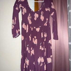 Torrid Plum Floral Long Sleeve Dress